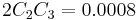 2 C _2 C _3 = 0.0008\,