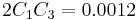 2 C _1 C _3 = 0.0012\,